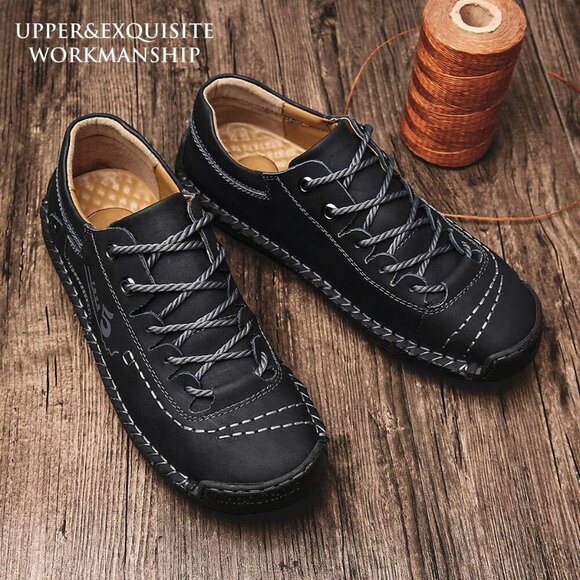 〽️Men\'s Black Alcubieree Leather Casual Comfortable Lightweight Loafers main image 5